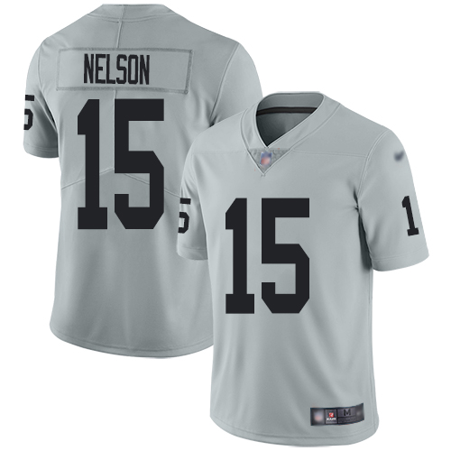 Men Oakland Raiders Limited Silver J J Nelson Jersey NFL Football 15 Inverted Legend Jersey
